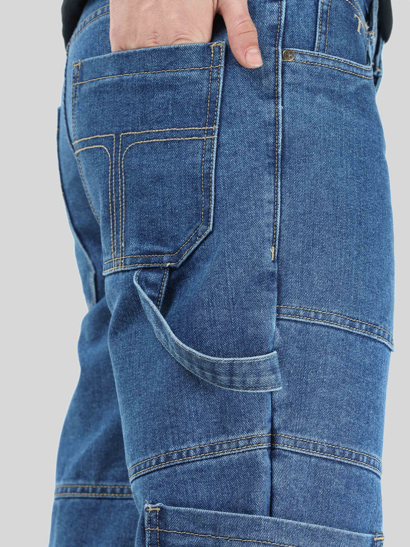 CK Light Blue Denim Cargo Pants for Men | Trendy Slim Fit Casual | Cristal Kart