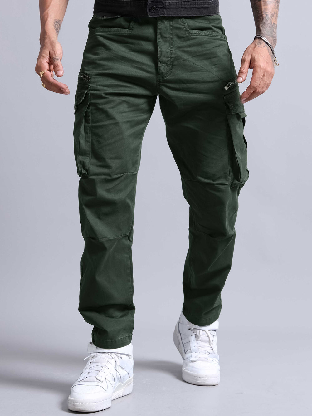 CK Olive Green Cotton Cargo Pants for Men | Durable Casual Wear | Cristal Kart