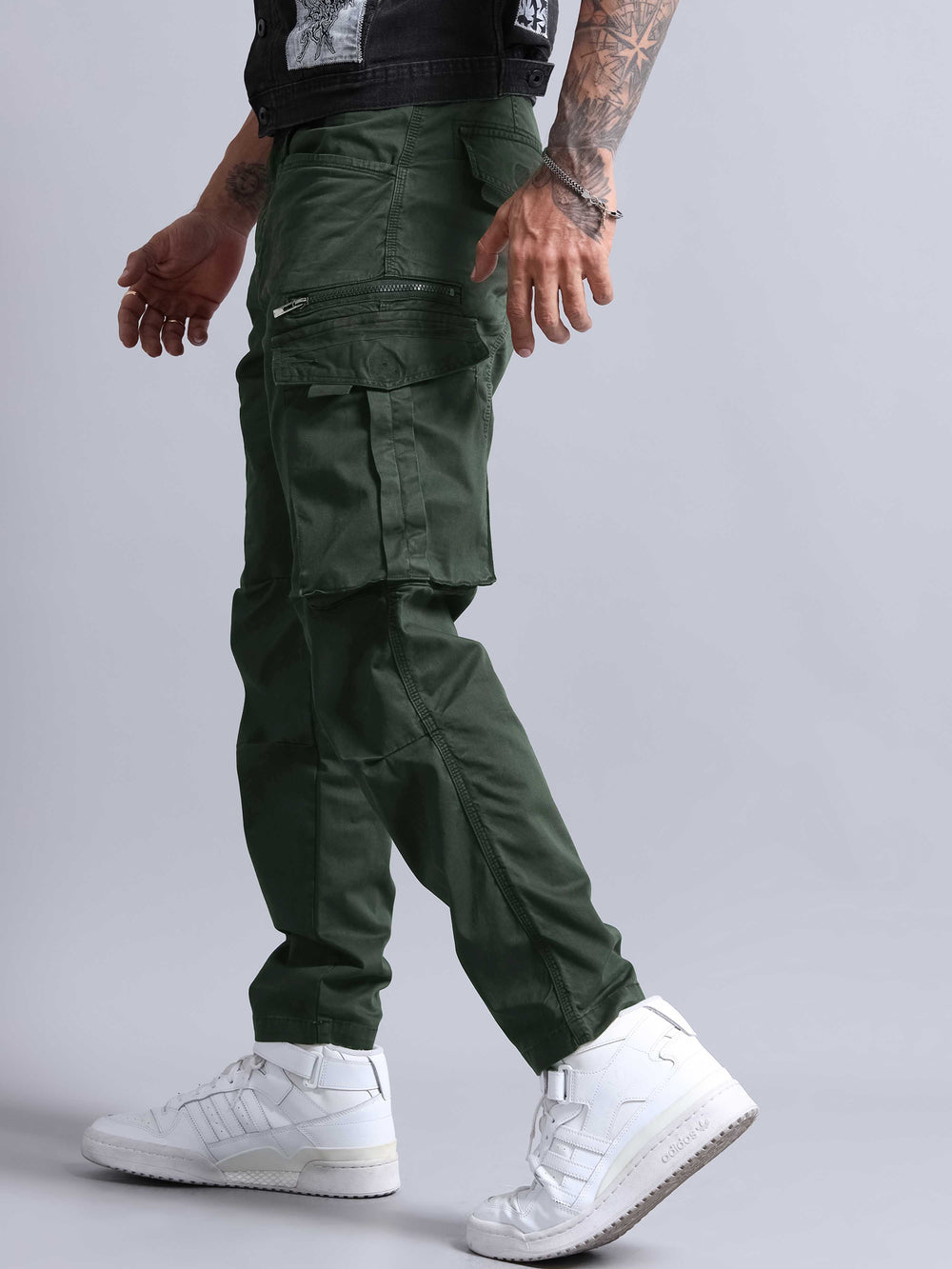 CK Olive Green Cotton Cargo Pants for Men | Durable Casual Wear | Cristal Kart