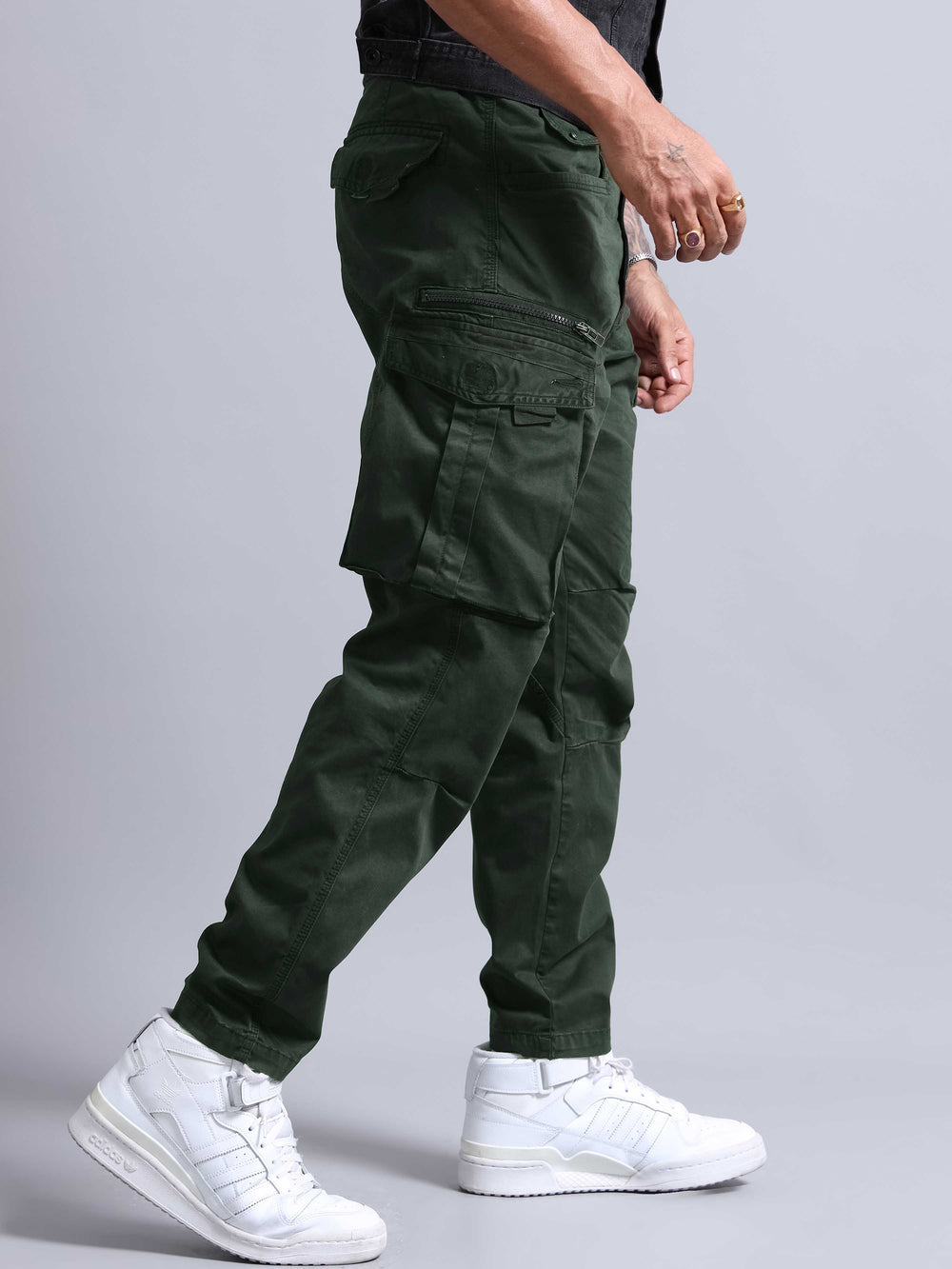 CK Olive Green Cotton Cargo Pants for Men | Durable Casual Wear | Cristal Kart