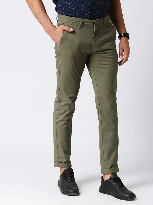 CK Olive Green Men’s Trouser | Premium Cotton Slim Fit | Cristal Kart
