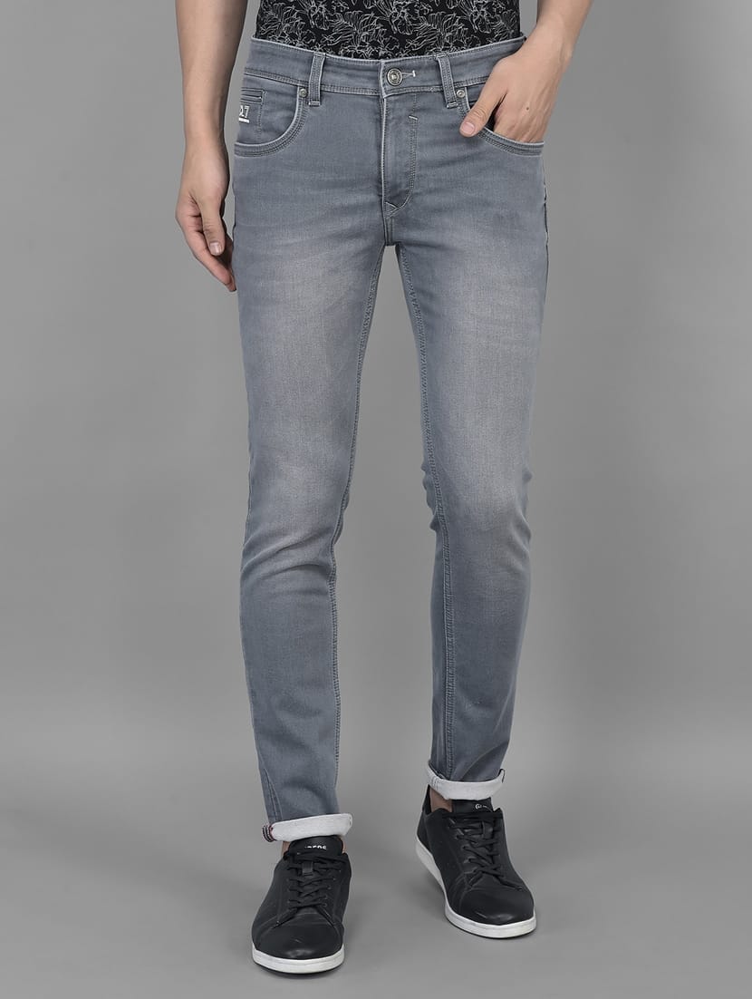 CK Grey Cotton Denim Jeans | Modern Slim Fit Stretchable | Cristal Kart