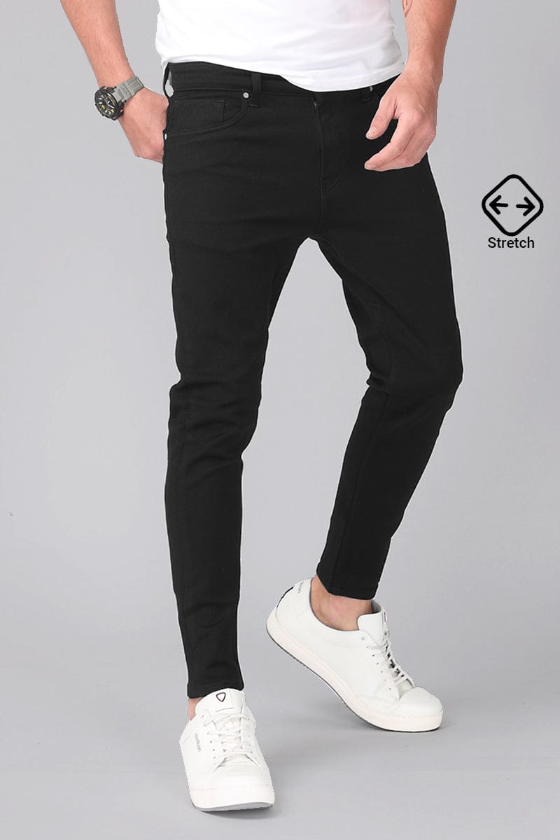 CK Best Denim Black Stretchable Slim Fit Jeans for Men | Stylish Mid-Rise Clean Look | Cristal Kart