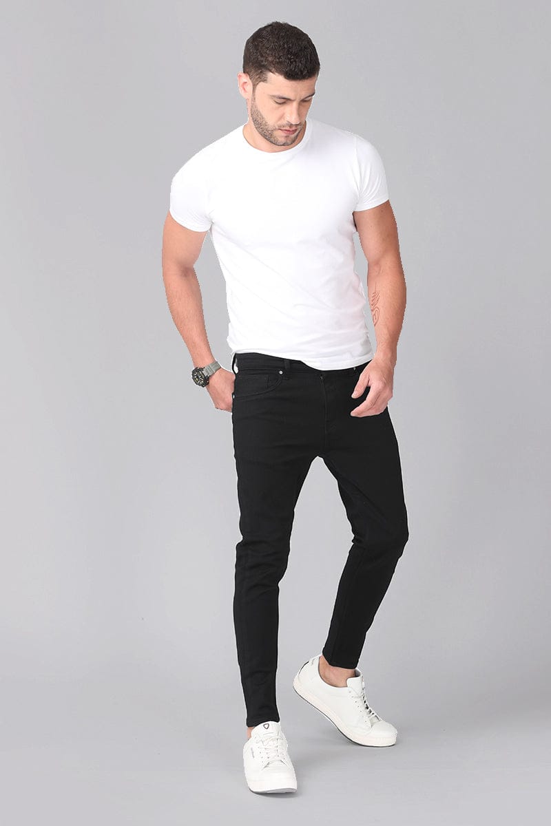 CK Best Denim Black Stretchable Slim Fit Jeans for Men | Stylish Mid-Rise Clean Look | Cristal Kart