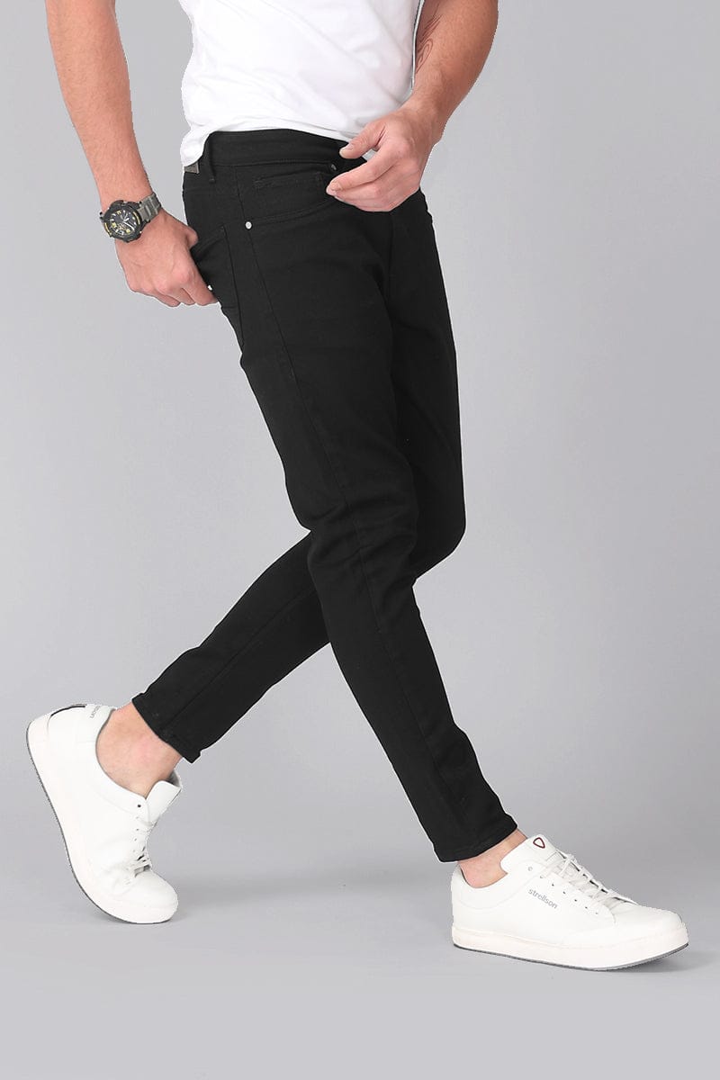 CK Best Denim Black Stretchable Slim Fit Jeans for Men | Stylish Mid-Rise Clean Look | Cristal Kart