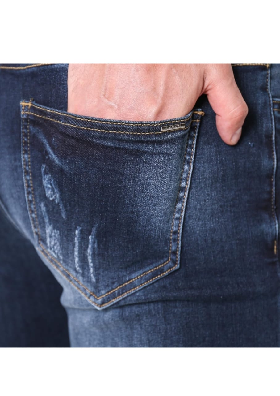 CK Men’s Dark Blue Damage Jeans | Stylish Ripped & Distressed Denim