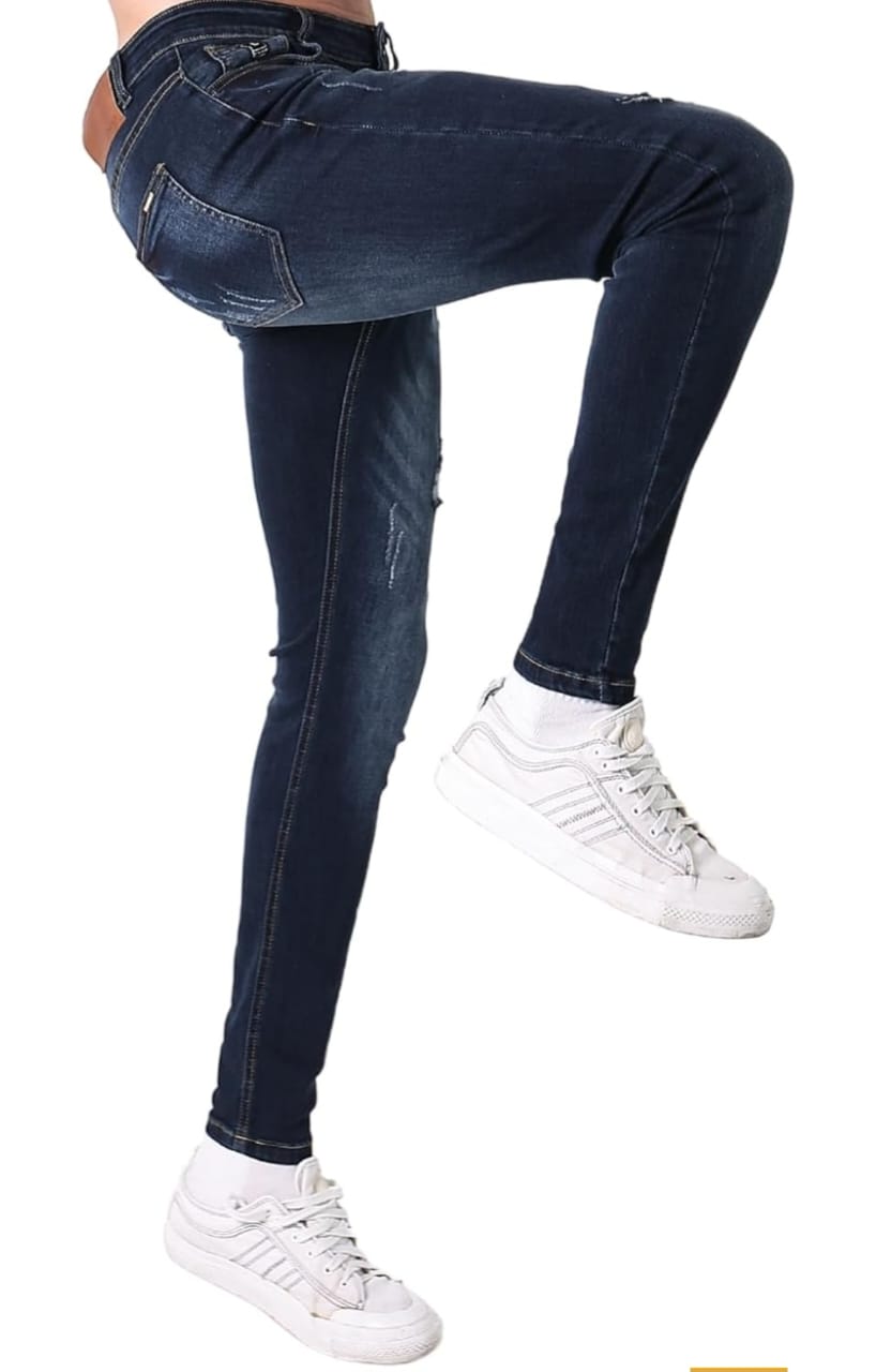 CK Men’s Dark Blue Damage Jeans | Stylish Ripped & Distressed Denim