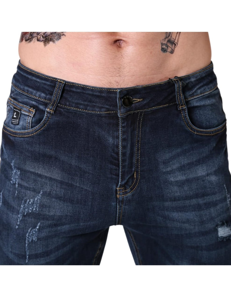 CK Men’s Dark Blue Damage Jeans | Stylish Ripped & Distressed Denim