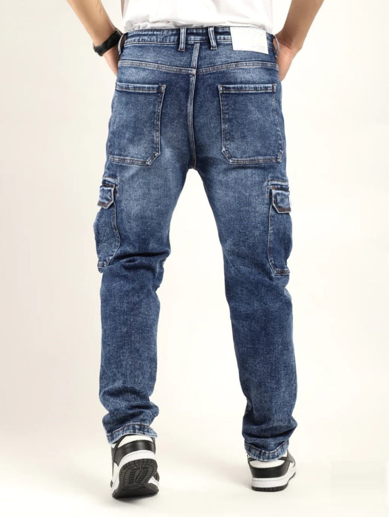 CK Best Carbon Blue Denim Cargo Pants for Men | Premium Slim Fit | Cristal Kart