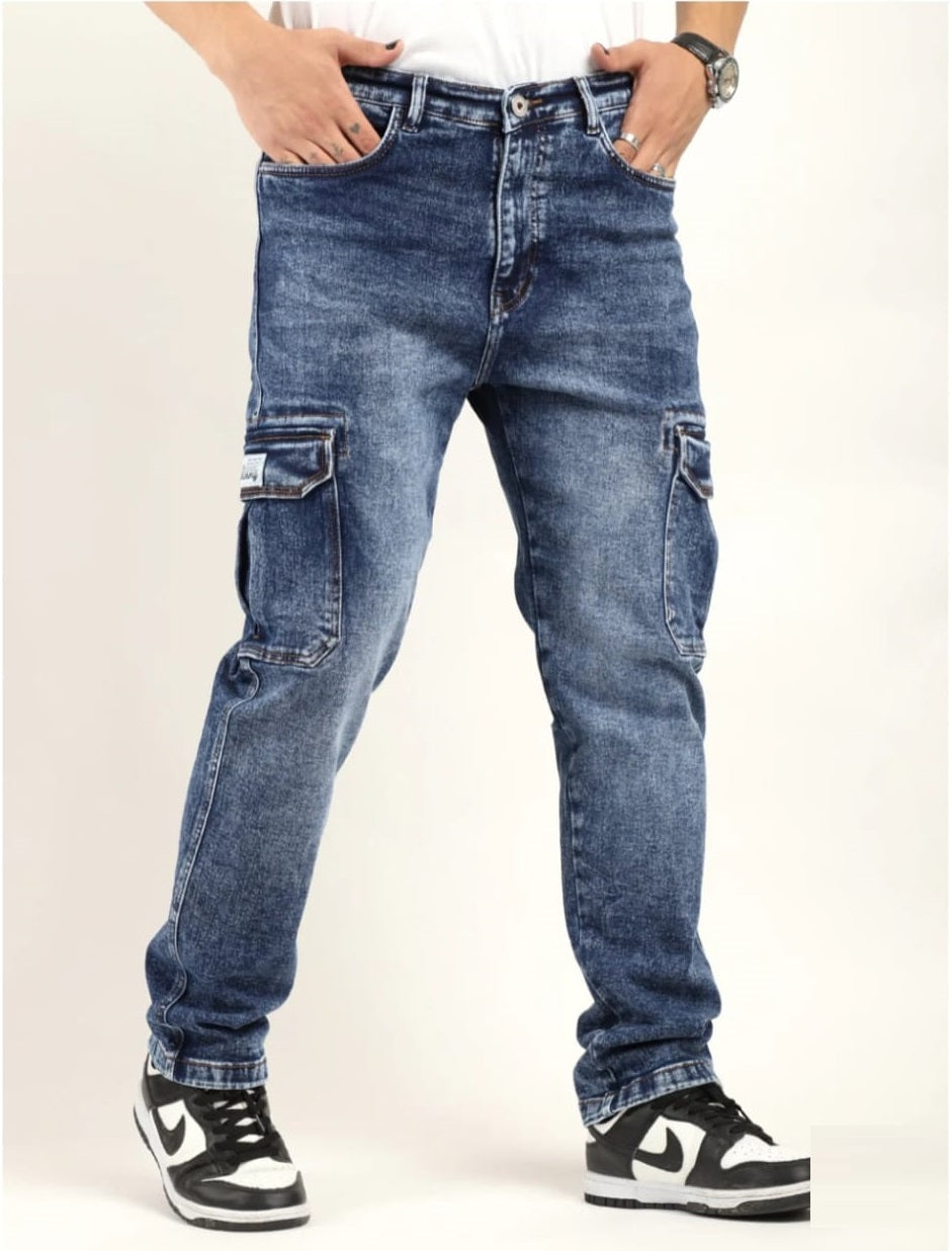 CK Best Carbon Blue Men’s Denim Cargo | Comfortable Slim Fit | Cristal Kart