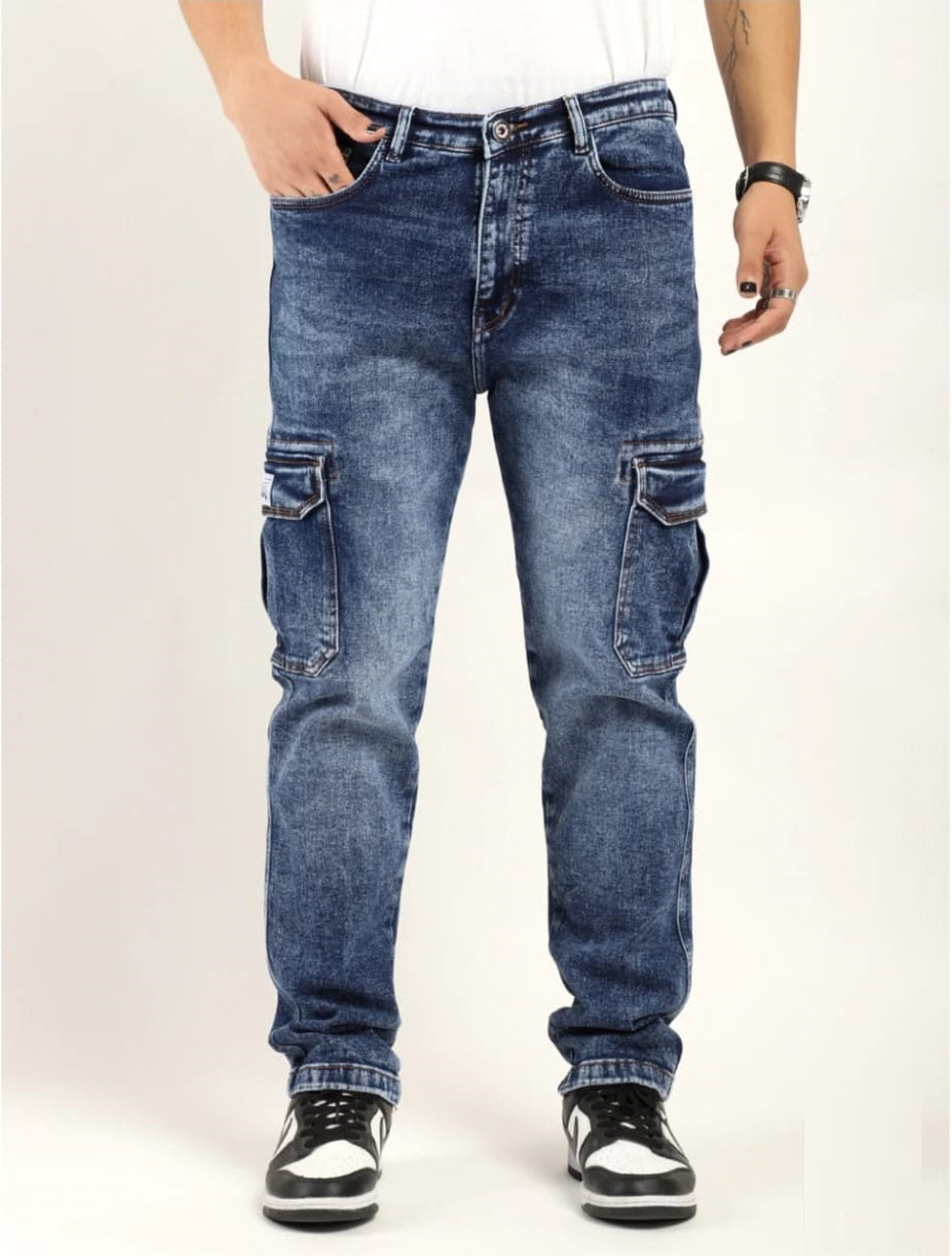 CK Best Carbon Blue Men’s Denim Cargo | Comfortable Slim Fit | Cristal Kart
