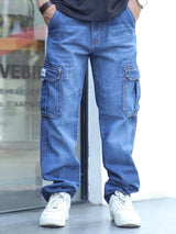 CK Dark Blue Men’s Denim Cargo Pants | Modern Slim Fit | Cristal Kart