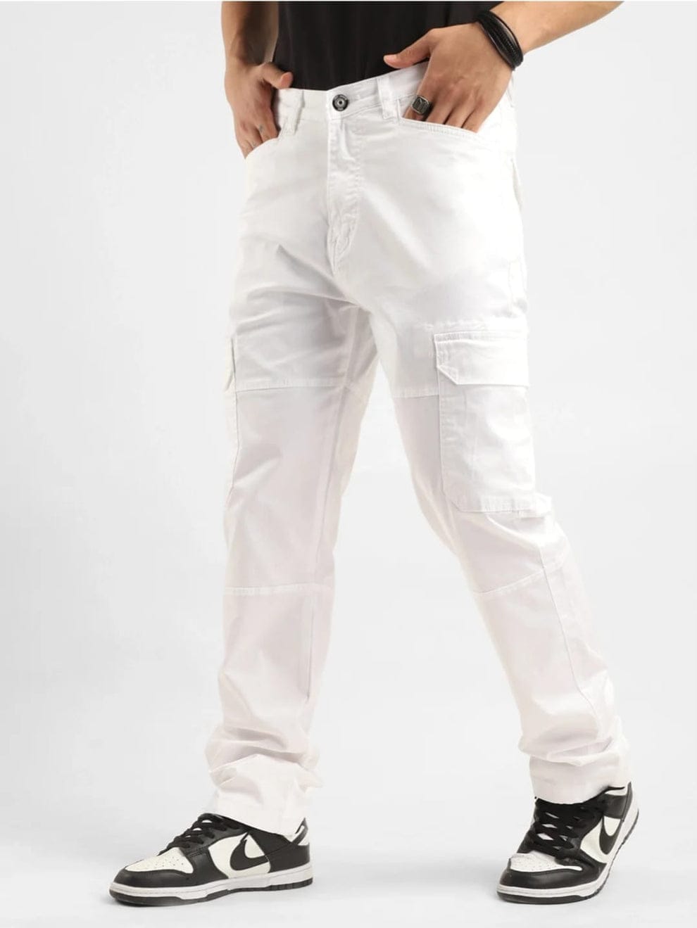 CK White Denim Cargo Pants for Men | Premium Stretchable | Cristal Kart