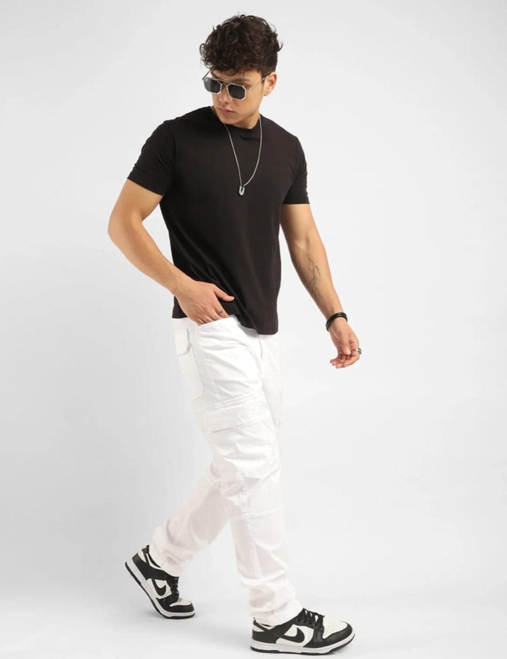 CK White Denim Cargo Pants for Men | Premium Stretchable | Cristal Kart