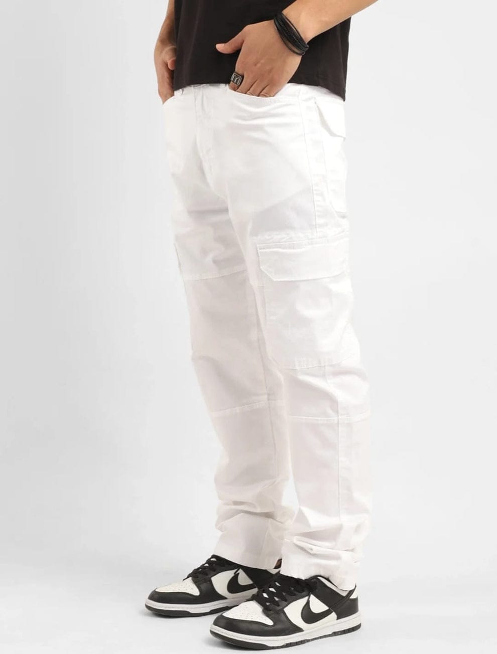 CK White Denim Cargo Pants for Men | Premium Stretchable | Cristal Kart