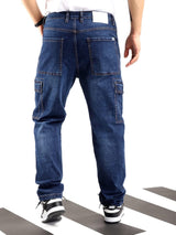 CK Best Denim Blue Cargo Pants for Men | Slim Fit Cotton Blend | Cristal Kart