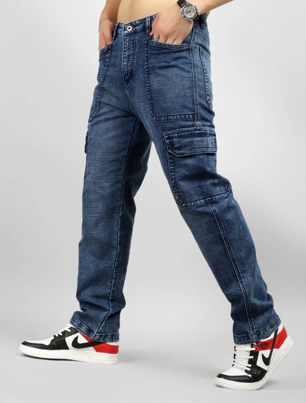 CK Best Dark Blue Men’s Cargo | Premium Denim Cotton Slim Fit | Cristal Kart