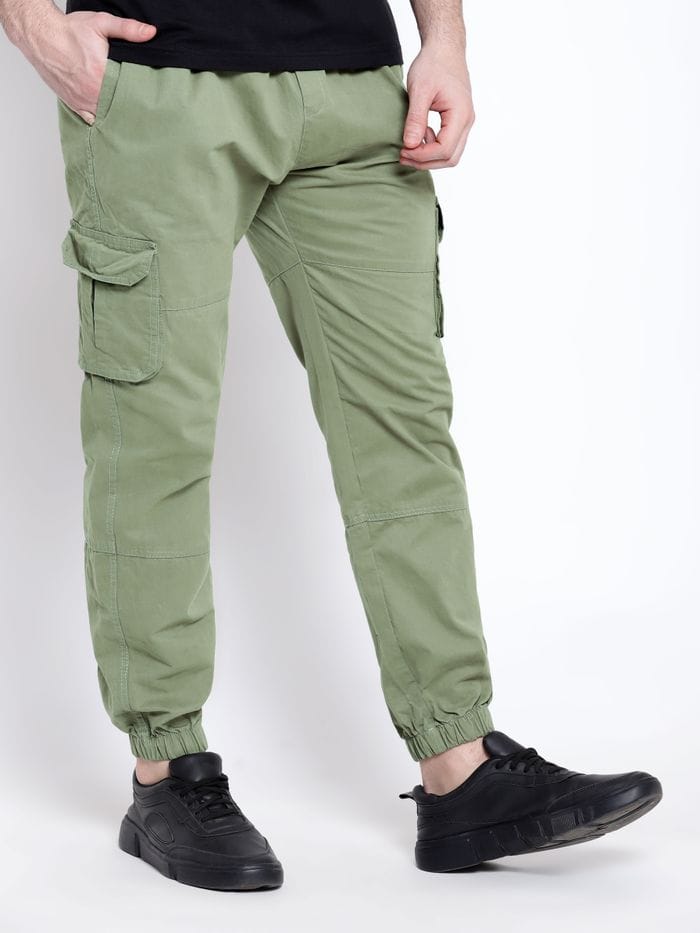 CK Olive Green Cotton Cargo Pants for Men | Comfortable Casual Wear | Cristal Kart