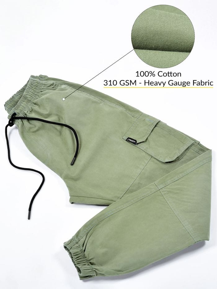 CK Olive Green Cotton Cargo Pants for Men | Comfortable Casual Wear | Cristal Kart