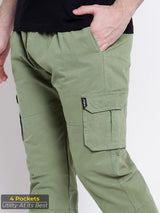 CK Olive Green Cotton Cargo Pants for Men | Comfortable Casual Wear | Cristal Kart