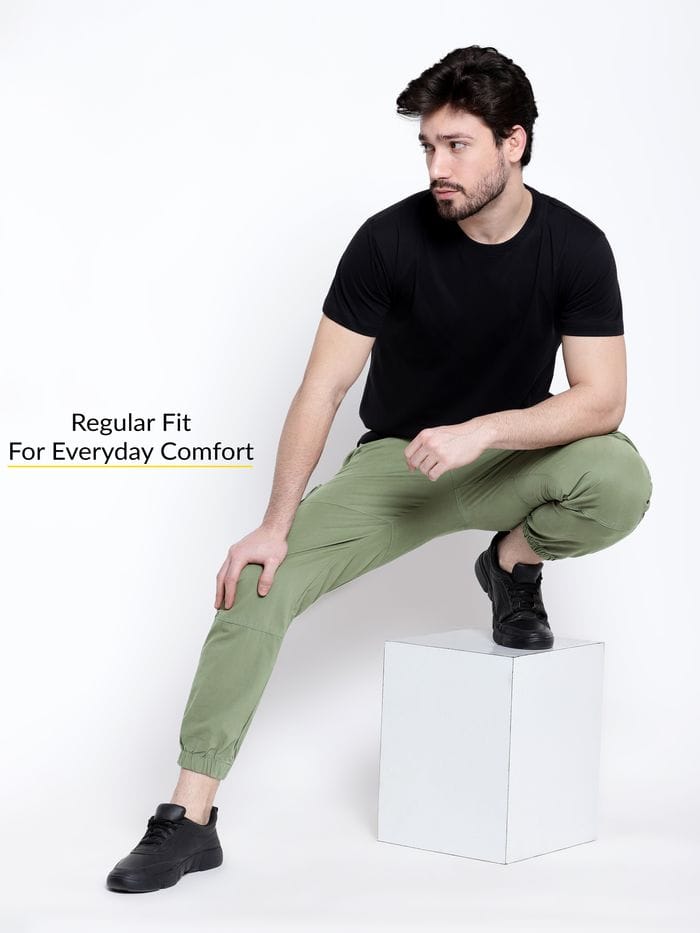 CK Olive Green Cotton Cargo Pants for Men | Comfortable Casual Wear | Cristal Kart