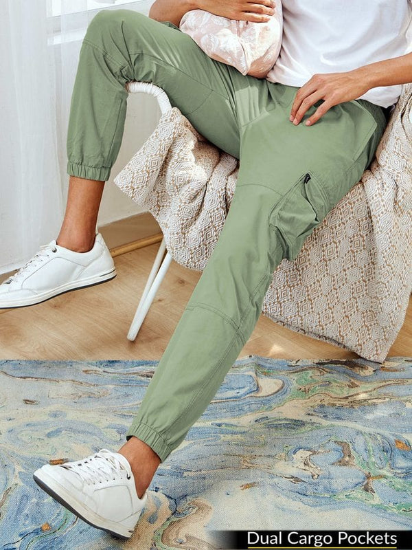 CK Olive Green Cotton Cargo Pants for Men | Comfortable Casual Wear | Cristal Kart