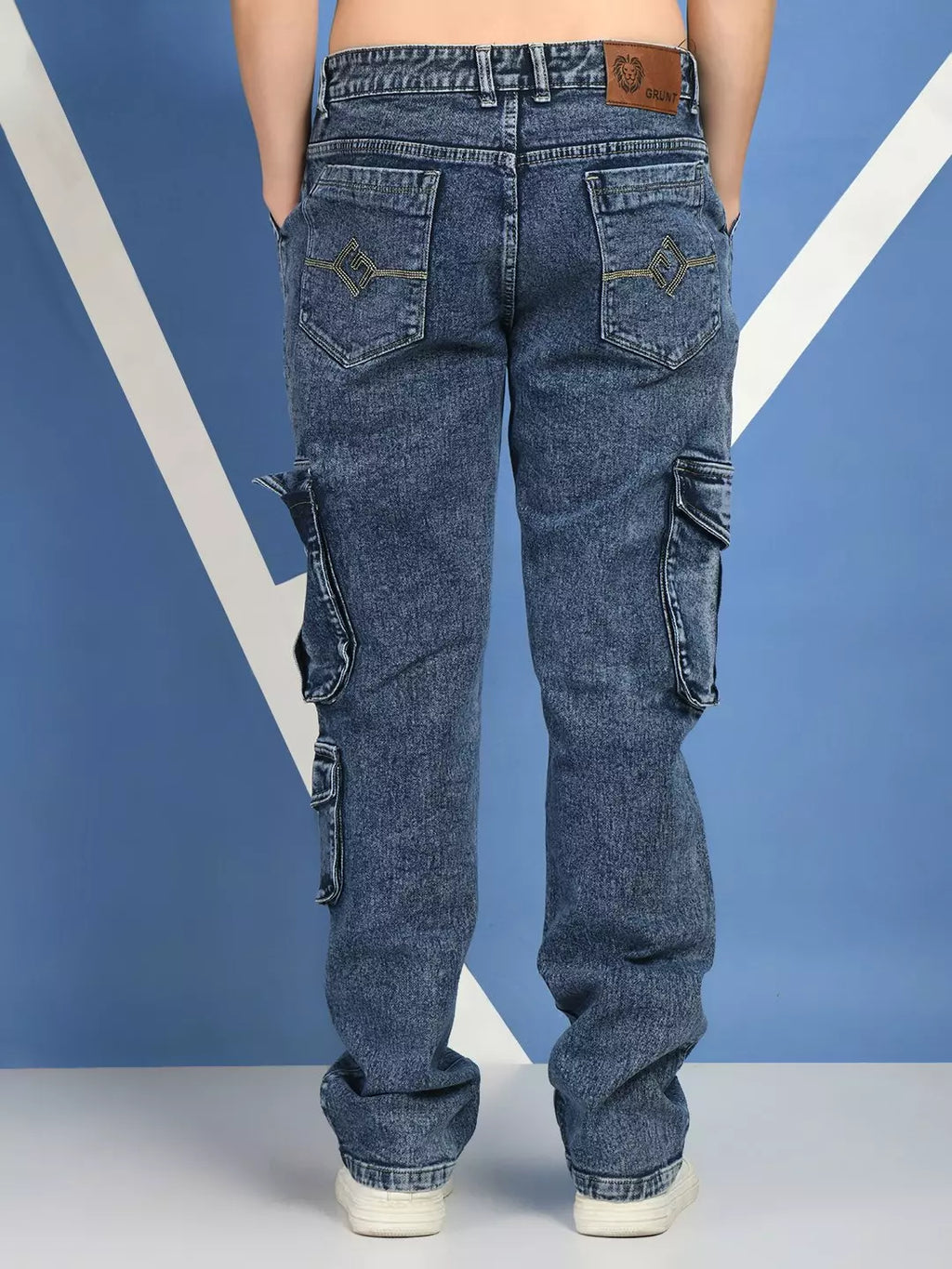 CK Best Blue Denim Cargo Pants for Men | Stylish Stretchable Fit | Cristal Kart